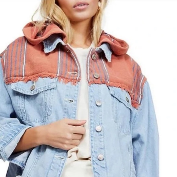 Free People Jackets & Blazers - Free People Baja Denim Hooded Jacket